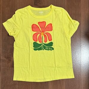 Old Navy Yellow Tee with Red Floral Design